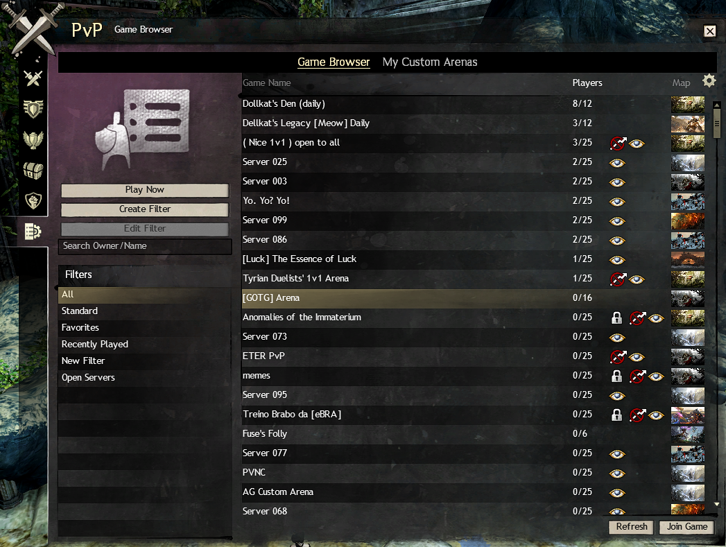 Game Browser tab