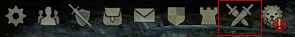 Menu icon bar, highlighting PvP button